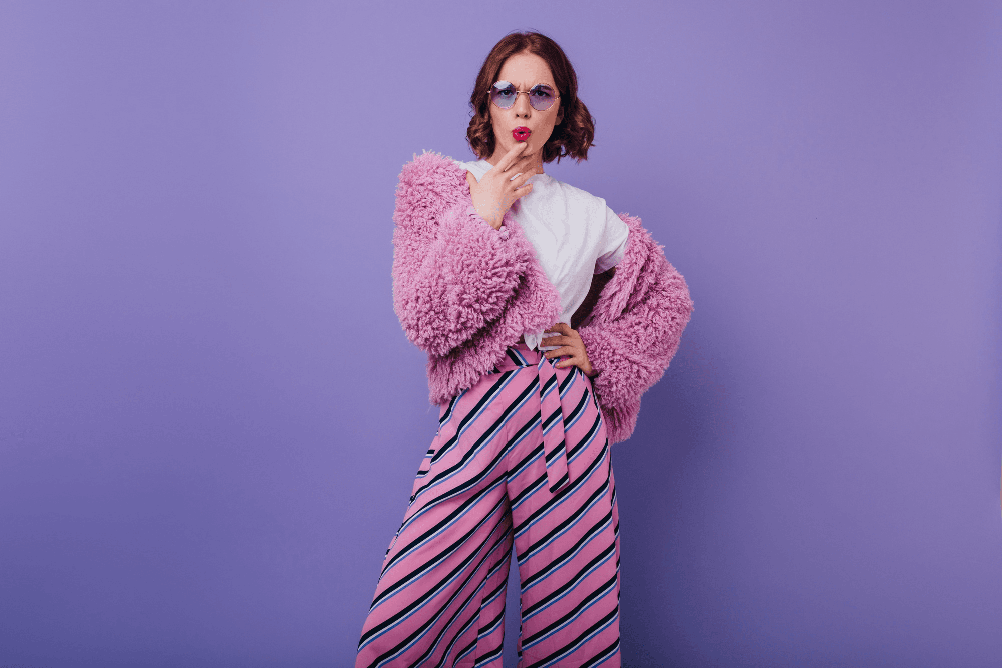 Fashion model in grey sweater