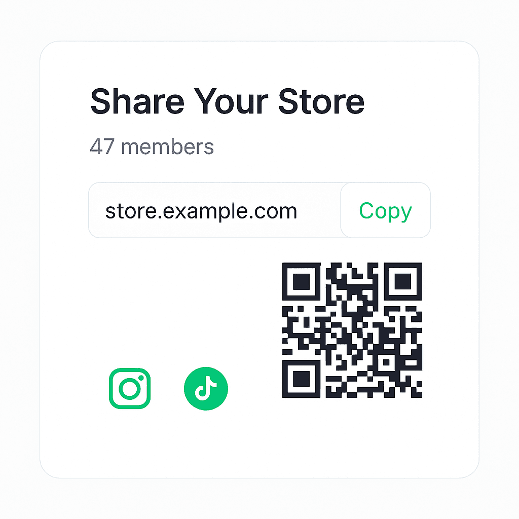 Store link and QR code